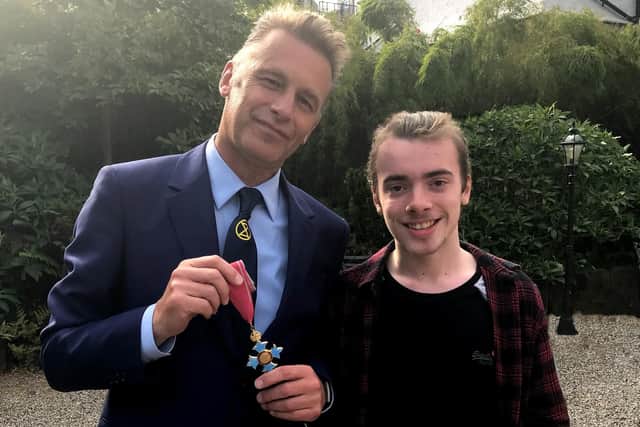 Chris Packham, pictured with 15-year-old Zach Haynes from Northallerton, who is youth patron of Nidderdale AONB's Wild Watch project. Picture courtesy of Cause UK.