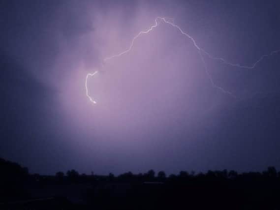 The lightning strikes in Yorkshire on Wednesday night. Photo: Sarah Sharpe