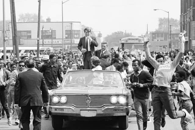 Senator Robert F. Kennedy on the campaign trail in Detroit (Getty Images)