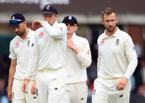 Captain Joe Root and his England team-mates troop disconsolately from the field at Lords on Sunday after losing the first Test to Pakistan by an emphatic nine-wicket margin (Picture: Adam Davy/PA Wire).