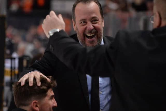 NICE TO SEE YOU ... Sheffield Steelers' head coach Paul Thompson is delighted to have Mark matheson abck for a second season. Picture: Dean Woolley.