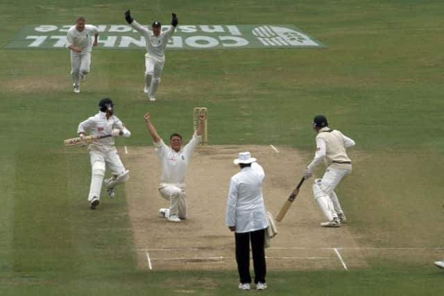 SWEET MEMORIES: Darren Gough celebrates as Makhaya Ntini is given out and England win the fifth Test by 23 runs against South Africa at Headingley. Picture: David Munden/Popperfoto/Getty Images