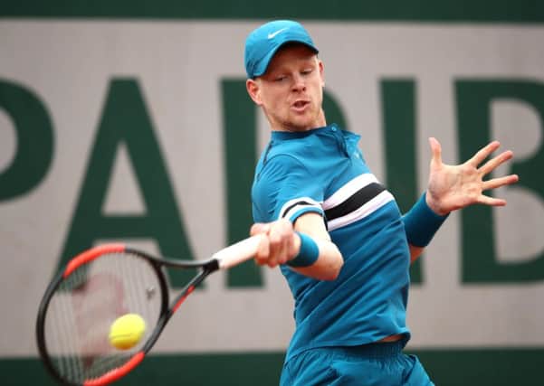 Kyle Edmund of Great Britain plays a forehand during the mens singles first round match against Alex De Minaur of Australia during day three of the 2018 French Open at Roland Garros. (Picture: Cameron Spencer/Getty Images)