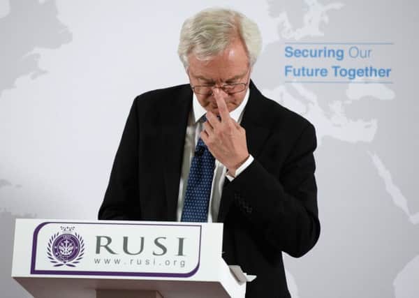 Secretary of State for Exiting the European Union David Davis delivers a speech in London, on the UK's vision for our future security relationship with the EU. Picture: PA