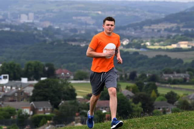 Joe Brayshaw is taking part in the Leeds Triathlon on Sunday in memory of his best friend Lewis Hilton who died of meningitis aged just 19. Lewis thought he had flu but died three days later which meant Joe didn't even have time to say goodbye to his best friend a keen rugby player. So now he is raising awareness of the deadly disesae in teenagers and also raising money for Meningitis Now. Picture Jonathan Gawthorpe