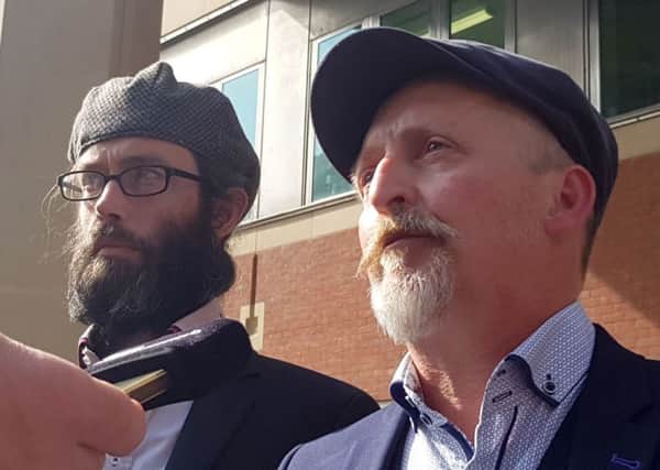 Benoit Compin (left) and Paul Brooke outside court. Pic: Dave Higgens