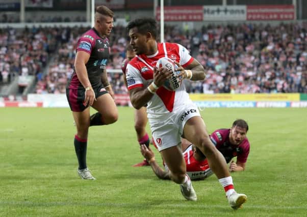 St Helens' Ben Barba runs in to score his sides third try against Hull KR (Picture: PA)