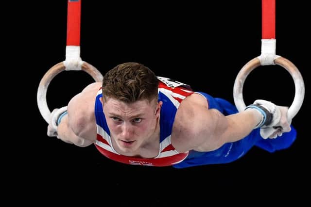 AIMING HIGH: Nile Wilson, pictured competing in the rings during last year's World Championships in Montreal. Picture: Minas Panagiotakis/Getty Images
