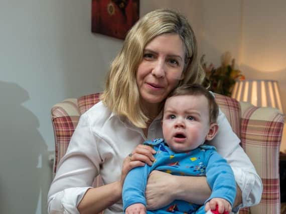 Morley and Outwood MP Andrea Jenkyns with her son, nicknamed "Brexit Clifford" because he was born on March 29 2017, the day Article 50 was triggered to leave the EU.