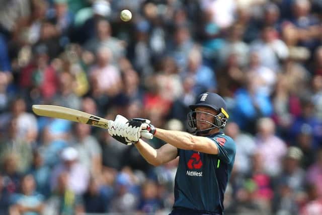 England's Jos Buttler hits out against Australia as England took a 2-0 lead in the ODI series with victory at Cardiff. Picture: Nigel French/PA