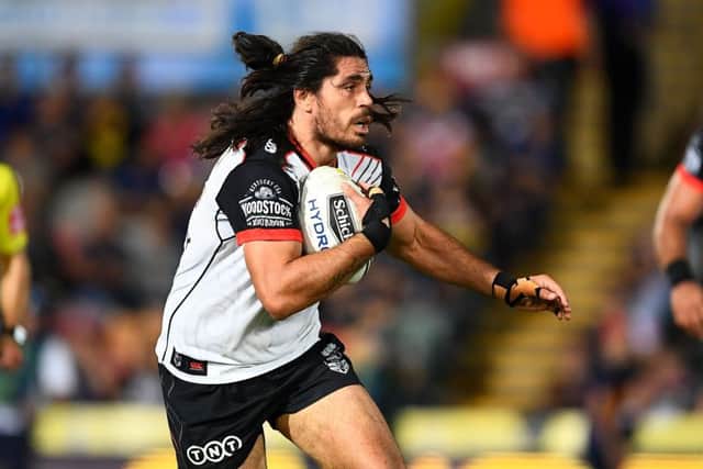 TOWNSVILLE, AUSTRALIA - JUNE 15:  New Zealand Warriors' Tohu Harris against North Queensland Cowboys in Friday's clash.  Picture: Ian Hitchcock/Getty Images