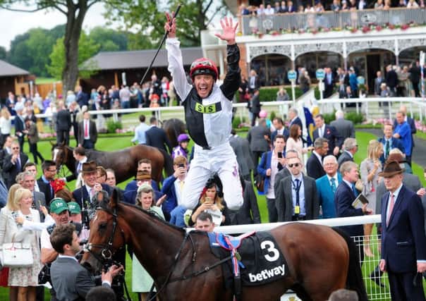 One to watch: Frankie Dettori celebrates after Cracksman won last year's Great Voltigeur Stakes at York.