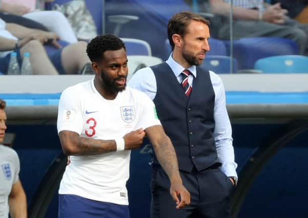 England manager Gareth Southgate and Danny Rose during Sundays World Cup match against Panama at the Nizhny Novgorod Stadium.