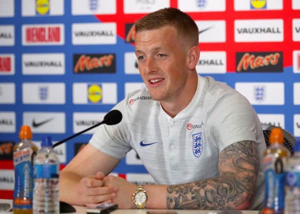 England goalkeeper Jordan Pickford speaks at the media access at Repino Cronwell Park, Repino yesterday ahead of the match with Belgium on Thursday (Picture: Owen Humphreys/PA Wire).