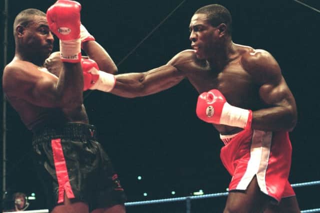 Frank Bruno on his way to beating Oliver McCall in 1995. Picture: Getty