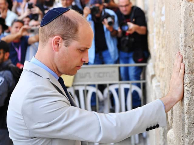 The Duke of Cambridge during a visit to the Western Wall in Jerusalem's Old City, as part of his tour of the Middle East.
