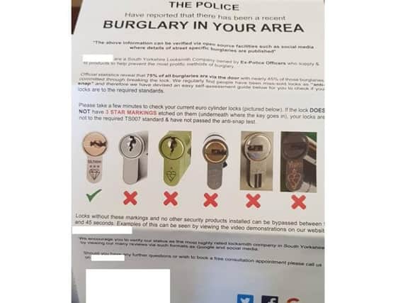 Police shared a picture of the leaflet that has been sent to residents in the area