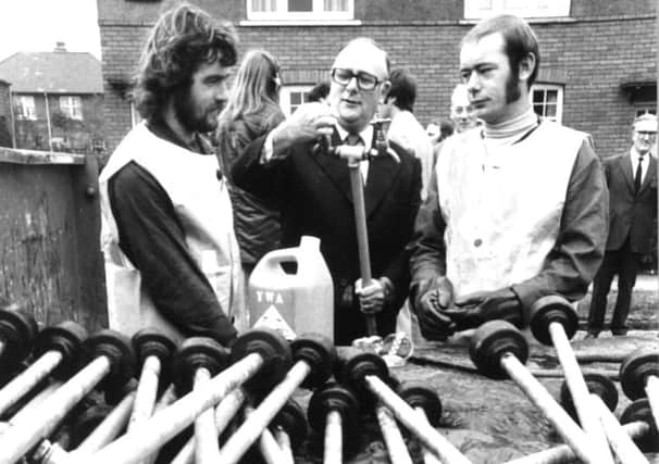 Denis Howell, the Minister for Drought, visits Wakefield in 1976.