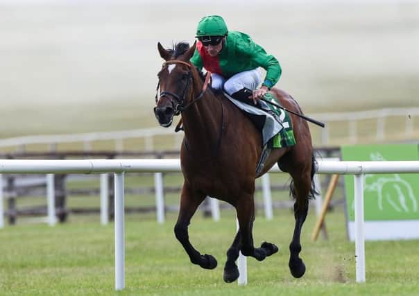 Group 1 success: Danny Tudhope and Urban Fox on their way to winning the Juddmonte Pretty Polly Stakes  at the Curragh. Picture: Getty Images