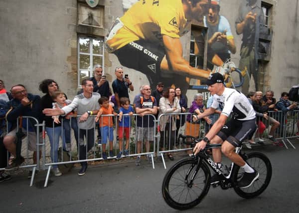 Heading into defence: Tour de France champion Chris Froome at the team presentation. Picture: Chris Graythen/Getty Images