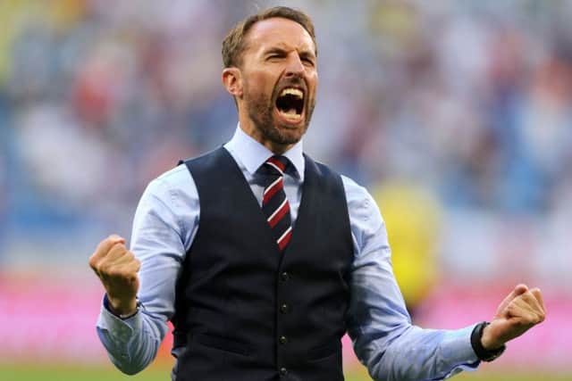 England manager Gareth Southgate celebrates victory after the FIFA World Cup, quarter-final win over Sweden (Picture: PA)