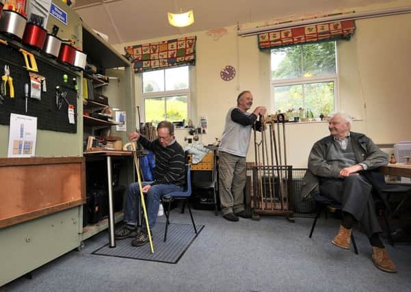 Littlebeck Methodist Chapel in Whitby hosted a special Men's Shed where men can come to work on woodwork projects and socialise.Pictured are: Bob Hodge,Mick Jenkins and Dennis Metcalfe in the shed.  Picture: Richard Ponter