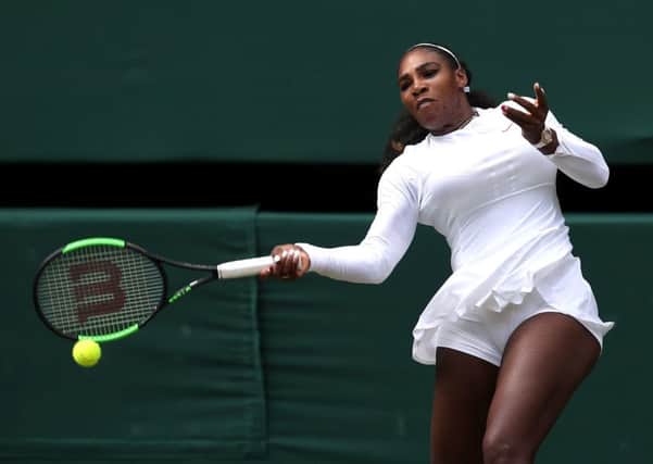 Serena Williams on her way to beating Camila Giorgi after losing the first set of their quarter-final (Picture: Jonathan Brady/PA Wire).