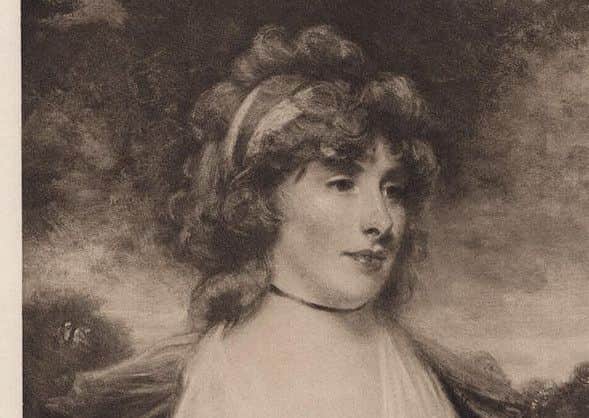 Lady Melbourne in her prime - etching by Braun Clement after John Hoppner. (Copyright National Portrait Gallery).