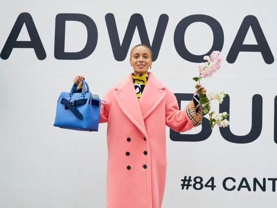 Adwoa Aboah in a coral wool-cashmere coat
Courtesy of Burberry_Juergen Teller.jpg