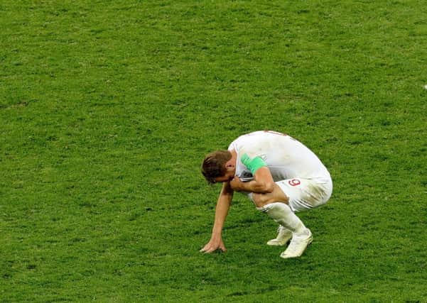 England's Harry Kane appears dejected followingthe final whistle after losing 2-1 to Croatia in extra-time in the World Cup semi-final match at the Luzhniki Stadium in Moscow. Picture: Aaron Chown/PA