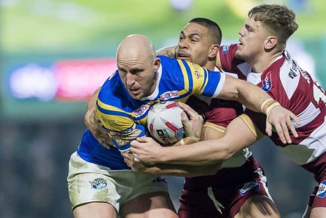 BACK IN THE FRAME: Leeds's Carl Ablett returns from injury to lead the Rhinos out against Wakefield Trinity. Picture: Allan McKenzie/SWpix.com
