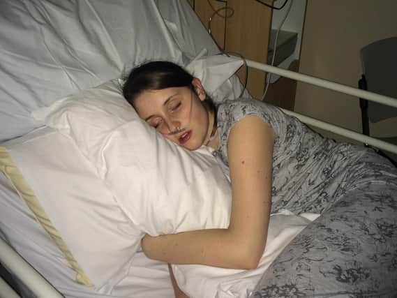 Ellie waiting for her heart transplant in hospital over Christmas.