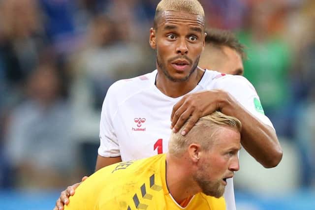 Kasper Schmeichel of Denmark prevented Huddersfield team-mates Mathias Jorgensen and back-up Jonas Lossl playing together (Picture: Alex Livesey/Getty Images)