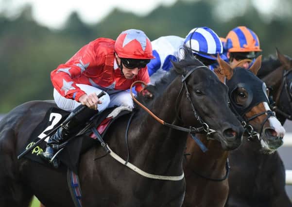 SAME AGAIN? Suedois and Daniel Tudhope, on their way to winning the Clipper Logistics Boomerang Stakes at Leopardstown in September 2017. The two ride together again today at Ascot. Picture: Matt Browne/Getty Images.