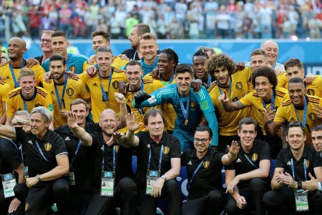 The Belgium team celebrate with their medals after the FIFA World Cup third place play-off match at Saint Petersburg Stadium. (Picture: Aaron Chown/PA Wire)