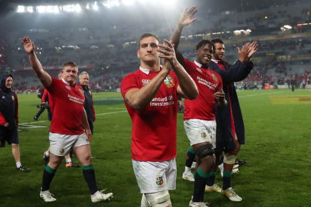 British and Irish Lions captain Sam Warburton acknowledges the crowd after the drawn third test against New Zealand at Eden Park. It was to prove his last game. Picture: David Davies/PA.
