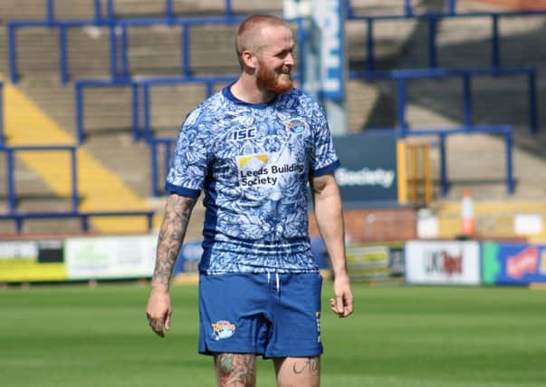 Dom Crosby trains with Leeds Rhinos this morning.