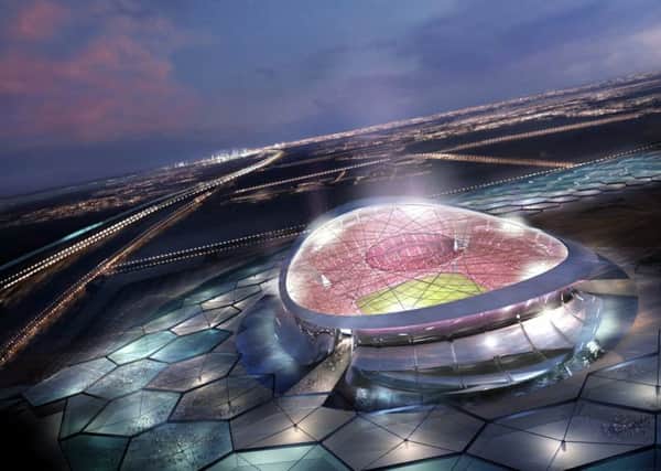 A computer image of the 'Lusail' stadium, designed by Biritish architect Norman Foster, for the FIFA World Cup 2022, to be built in Doha, Qatar.