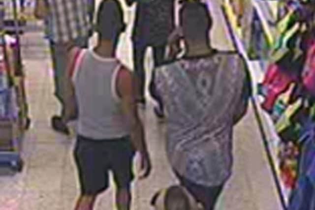 CCTV photo dated 21/07/2018 issued by West Mercia Police of three men, who police are looking for in connection to a suspect acid attack to a three-year-old boy in Home Bargains on Shrub Hill Retail Park, Tallow Hill, Worcester,