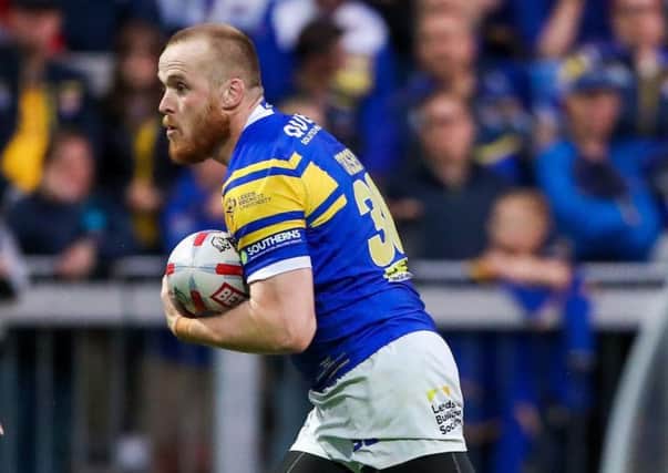 Dom Crosby pictured during his Leeds Rhinos debut against Widnes Vikings (Picture: Alex Whitehead/SWpix.com).