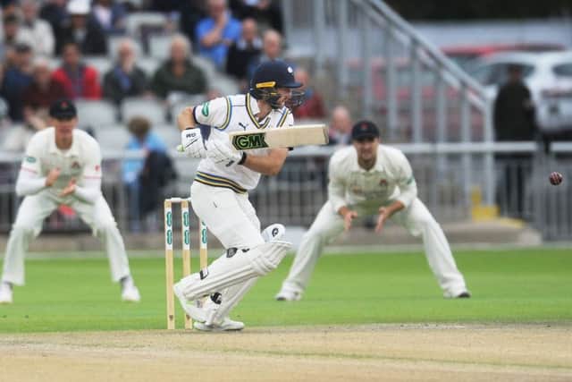 LEADING LIGHT: Adam Lyth top-scored for Yorkshire with a well-constructed 70 at Old trafford. Picture: Steve Riding.