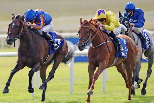 Sea of Class and James Doyle win The Darley Irish Oaks at the Curragh, County Kildare. Picture: Niall Carson/PA Wire.