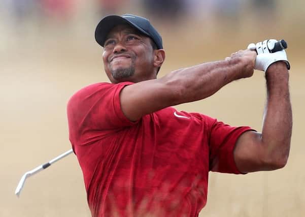 Tiger Woods led around the turn on the final round of the Open at Carnoustie before errors on consecutive holes dropped him back to a tie for sixth (Picture: David Davies/PA Wire).