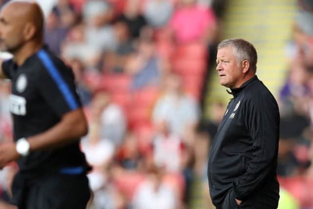 Chris Wilder, pictured during Tuesday night's pre-season match against Inter Milan at Bramall Lane.. Picture: Lynne Cameron/Sportimage
