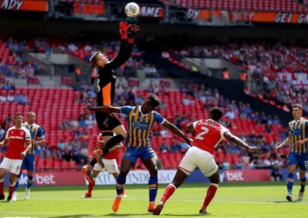 Rotherham United's goalkeeper Marek Rodak reaches for the ball during the Sky Bet League One Final at Wembley Stadium, London. He has today signed a loan deal to return to the Millers (Picture: PA)