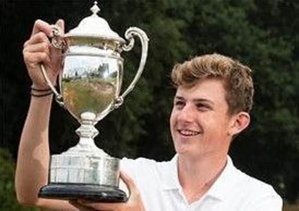 Hallamshire's Barclay Brown with the Carris Trophy (Picture: Leaderboard Photography).