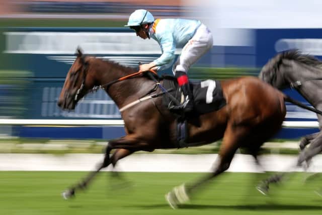 Burnt Sugar ridden by jockey Shane Kelly wins the Gigaset International Stakes during King George Day at Ascot Racecourse.