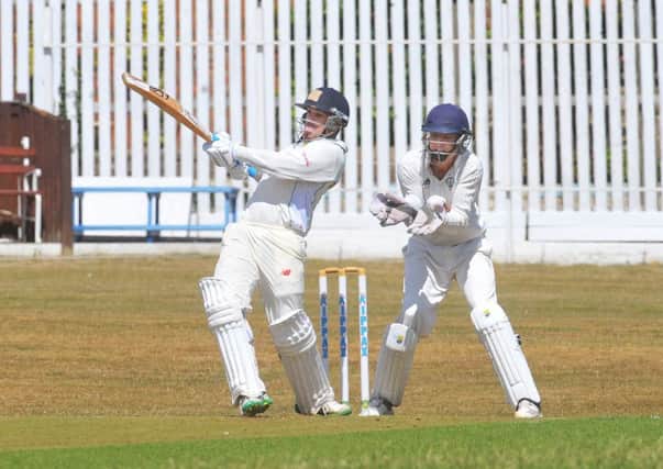 Leading the way: Wrenthorpe's Luke Patel on his way to 78 with a boundary in the victory over Gomersal. Picture: Steve Riding