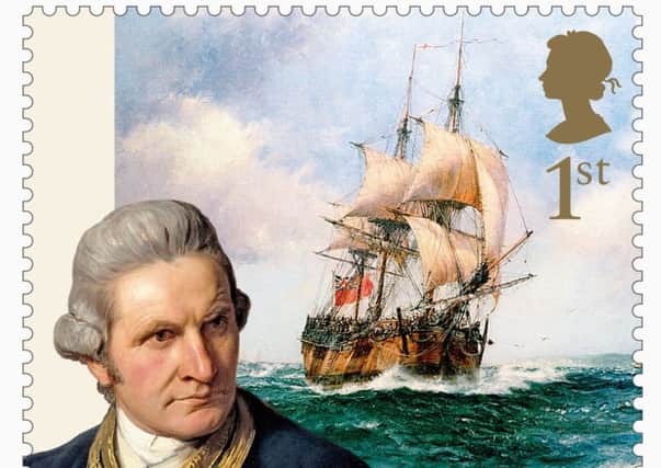 One of the new stamps celebrating Captain Cook.
