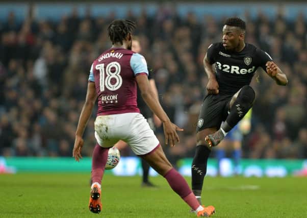 Ronaldo Vieira, playing for Leeds United against
Aston Villa last season, has been sold to Sampdoria. (Picture: Bruce Rollinson)